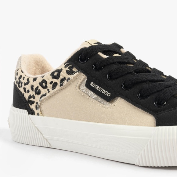 NEW! Rocket Dog Cheery Blocked Sneakers Leopard Cream Black Cheetah NWT Size 8 - Picture 6 of 14